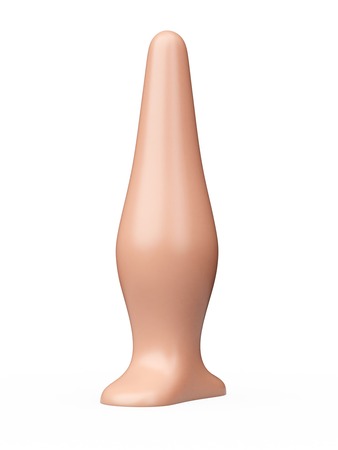 Телесная анальная пробка с широким основанием - 14 см.